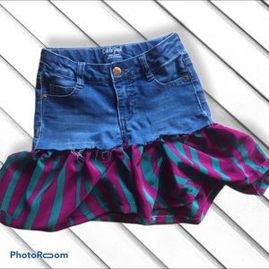 Girls denim skirt size 7 adjustable skirt upcycled